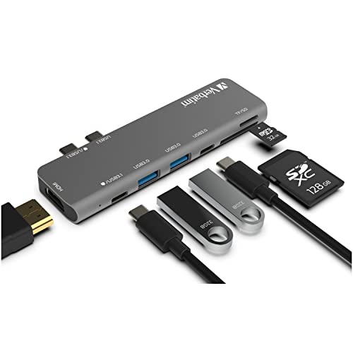Verbatim USB C Hub for MacBook Pro - USB-C Hub with 100W Thunderbolt PD, USB 3.0 Ports, SD Card Readers, HDMI, Compact, Portable - color: 7 in 2 Hub
