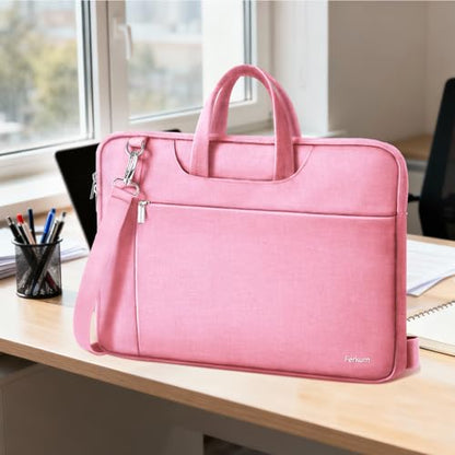 Ferkurn Laptop Case Bag Women Men Computer Sleeve with Shoulder Compatible with HP/Inspiron/Thinkpad/Vivobook/MSI/Surface, 15.6 inch, Pink - color: Blush Pink, size: 15.6 inch