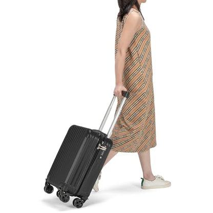 Personal Item Small Suitcase 18x14x8 Inches Hardside Built In TSA Lock & USB Port Lightweight Luggage With Removable Silent Wheels Underseat Carry-On Bag For Spirit and Frontier (Black) - color: Black