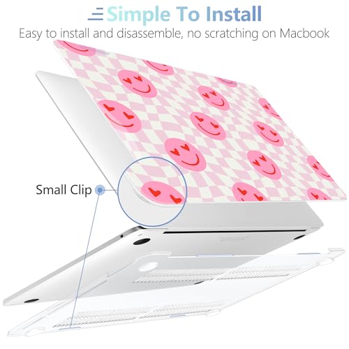 MEEgoodo for M2 MacBook Pro 13 inch Case 2022 2021 2020,Crystal Cover Fit Model A2338 M2/M1 A2251 A2289,Clear Case for 13.3-inch Laptop,Hard Shell for MacBook Pro M2, Checkered Pink Hearts - color: Checkered Pink Hearts