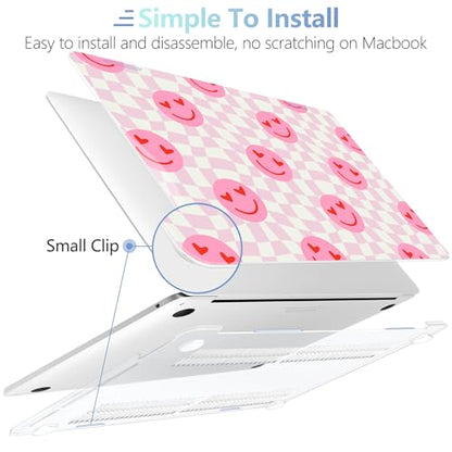 MEEgoodo for M2 MacBook Pro 13 inch Case 2022 2021 2020,Crystal Cover Fit Model A2338 M2/M1 A2251 A2289,Clear Case for 13.3-inch Laptop,Hard Shell for MacBook Pro M2, Checkered Pink Hearts - color: Checkered Pink Hearts