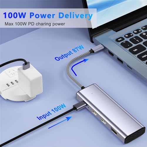 Docking Station Dual Monitor, USB C to Dual HDMI Adapter, 10 in 1 Laptop Docking Station 3 Monitors with HDMI/VGA/PD/Ethernet/USB/SD/TF/3.5mm Audio