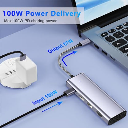 Docking Station Dual Monitor, USB C to Dual HDMI Adapter, 10 in 1 Laptop Docking Station 3 Monitors with HDMI/VGA/PD/Ethernet/USB/SD/TF/3.5mm Audio