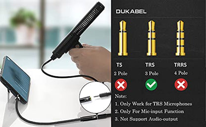 TRS to TRRS Adapter, 3.5mm Microphone Adapter - 30CM | TRS Female to TRRS Male, Microphone Adapter for iPhone and Android Smartphones and Tablets, ONLY for Microphone input - size: TRS Female to TRRS Male