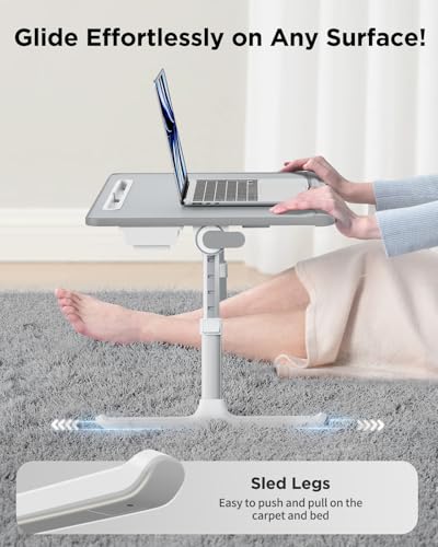 SAIJI Laptop Desk for Bed [Premium XXL Extra Large] with Upgraded Height Angle Adjustable Book Stand,Multi-Purpose Lapdesk Bed Tray Desk for Working Writing Reading Drawing (Grey) - color: Gray