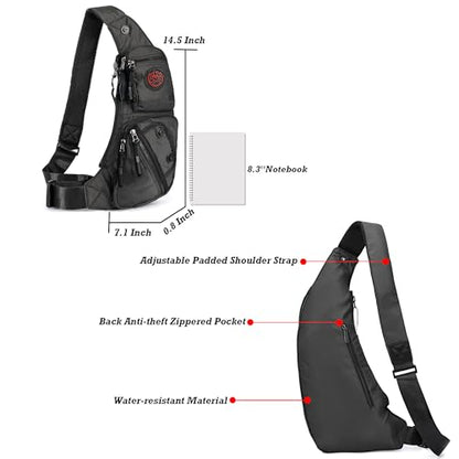 NICGID Sling Bag Chest Shoulder Backpack Crossbody Daypack for Men Women | Travel Outdoor Hiking Concealed Carry Fishing Fanny Tool Small Casual - color: Black-2620n