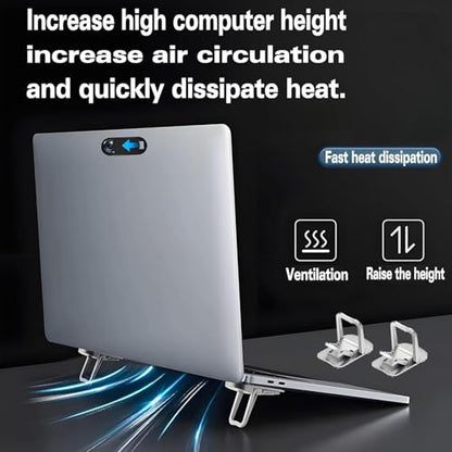 Adjustable Laptop Stand Foldable Portable Heat Sink Design Raised Base Angle Elevation Compact for Office Travel Home Desk, Silvery - color: Silvery
