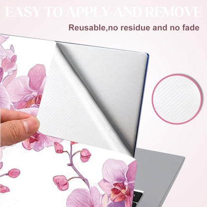 SUPERDANT 3Pcs Pink Phalaenopsis Laptop Skin 14.96x10.62in Trimmable Removable PVC Notebook Decal for 12-15.6in Laptop Flowers Reusable Protective Cover Colorful - style: Pink Phalaenopsis