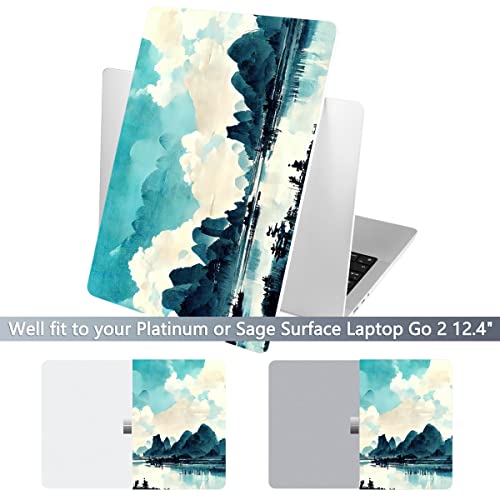 Batianda Case for 12.4" Microsoft Surface Laptop Go 3 2023 Release/Surface Laptop Go 2 (2022), Designed Clear Protective Plastic Hardshell & Keyboard Cover & Screen Protector, Landscape Painting - color: Landscape painting