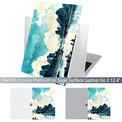 Batianda Case for 12.4" Microsoft Surface Laptop Go 3 2023 Release/Surface Laptop Go 2 (2022), Designed Clear Protective Plastic Hardshell & Keyboard Cover & Screen Protector, Landscape Painting - color: Landscape painting