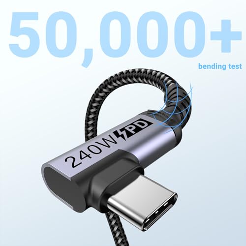 USB 4 Cable Right Angle 1FT 2 Packs, 240W, 40Gbps, 8K Video Monitor | Short USB C Cable, 12 inch 5A Fast Charging 90 degree, High Speed Data Transfer, Single 8K or Dual 4K Video Display - size: 240w - 1ft, 1ft