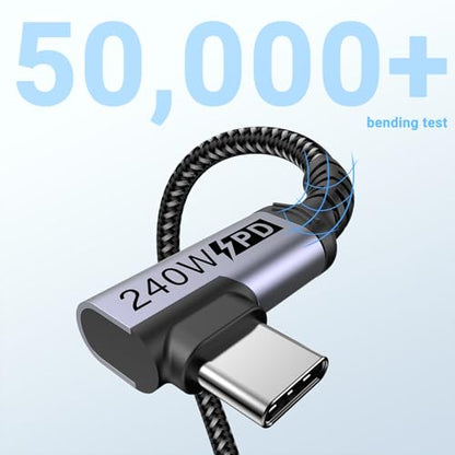 USB 4 Cable Right Angle 1FT 2 Packs, 240W, 40Gbps, 8K Video Monitor | Short USB C Cable, 12 inch 5A Fast Charging 90 degree, High Speed Data Transfer, Single 8K or Dual 4K Video Display - size: 240w - 1ft, 1ft