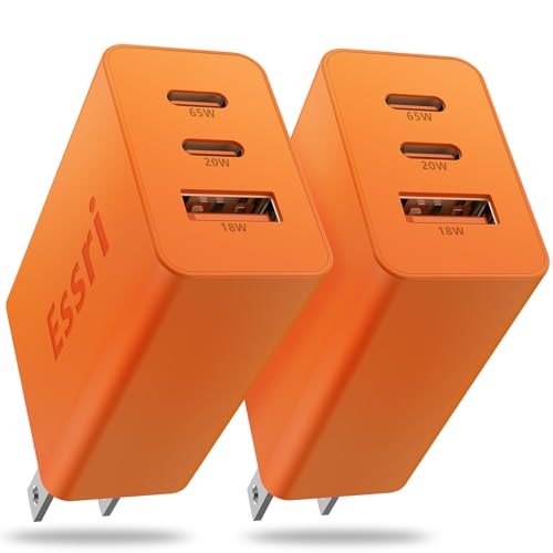 2-Pack 65W USB C Charger Block, 3-Port PD 3.0 Fast Charging Wall Plug Power Adapter with 65W Type C Ports for iPhone 17/16/15/14/13 Pro Max,for iPad Pro/Air/Mini,Galaxy S26 / S25 and More-Orange - color: Orange