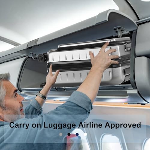 CENSIEN Expandable Carry On Luggage Airline Approved, 20 Inch Lightweight ABS+PC Hard Shell Suitcases with Front Pocket, Spinner Wheels, TSA Lock (Dark Gray, 1PC) - color: Gray, size: Carry On - 20 Inch - EXT - Front Open