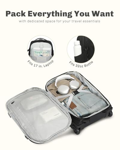 2 in 1 Travel Backpack Set Rolling Backpack with Wheels Carry on Luggage 43L with Personal Item Bag for Men Women 17 inches Laptop Backpack Jet Black - color: Jet Black