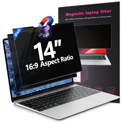 2Pack Magnetic 14 Inch Laptop Privacy Screen 16:9 Aspect Ratio, Removable Anti-Blue/Glare Protector Film, Anti Spy Desktop Security Private Filter 14in - color: Beige, size: 14inch 16:9 2pcs