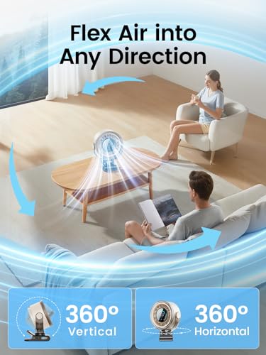 Clip on Fan, Rechargeable USB Fan with Sturdy Clamp, LED Display, 100 Speeds, 3000mAh Battery, 360° Rotation, 5.5 Inch Portable Fan for Stroller Bed Camping Treadmill Car White - color: White