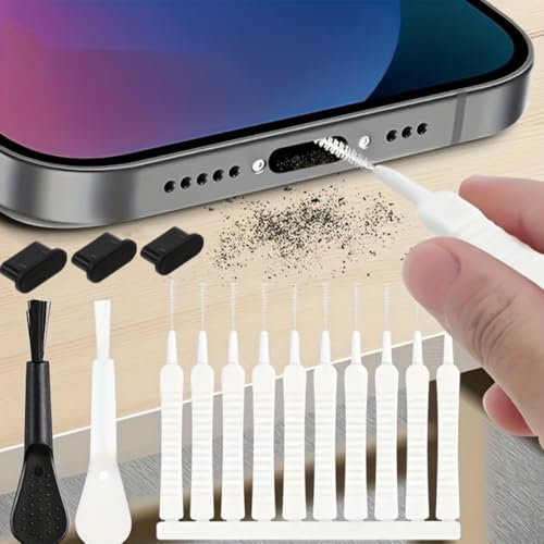 15Pcs/Set USB-C Dust Plug Set with Keyboard Cleaning Brush, Dust Port Cover and Nylon Bristle Cleaner for Mobile Phones and Computers, 15Pcs - size: 15Pcs