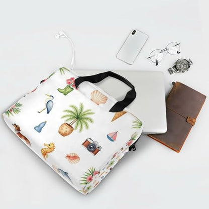 Laptop Zipper Case Portable Crossbody Messenger with Handle and Shoulder Strap 15.6 inch Case Hard Cover with Zipper Sea Ocean Animal Summer