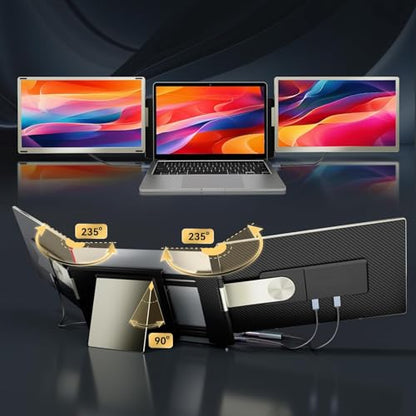 Teamgee 15.6 Inch Laptop Screen Extender FHD 120% sRGB Tri-Screen Monitor | Dual Use: Attach/Stand Alone, 235° H/V Rotation, Adjustable Stand, Fits 13-17" Mac & Windows Laptops - size: Triple 15.6"