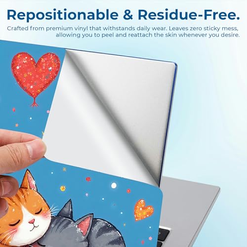 Reusable Universal Laptop Skin Sticker, Cut to Fit for 11.6–15.6 Inch Laptops, Waterproof Protective Film, No-Residue - Cute Cats in Love - color: Cute Cats in Love