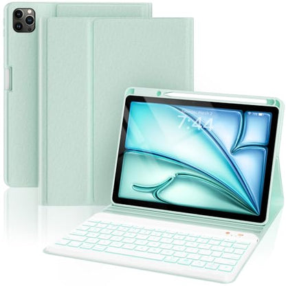 Keyboard Case for iPad Air 5th/4th Generation 10.9 Inch (2022/2020) Compatible with iPad Pro 11 Inch 1st–4th Generation, Detachable Wireless Keyboard with 7-Color Backlit and Pencil Holder - color: Mint green