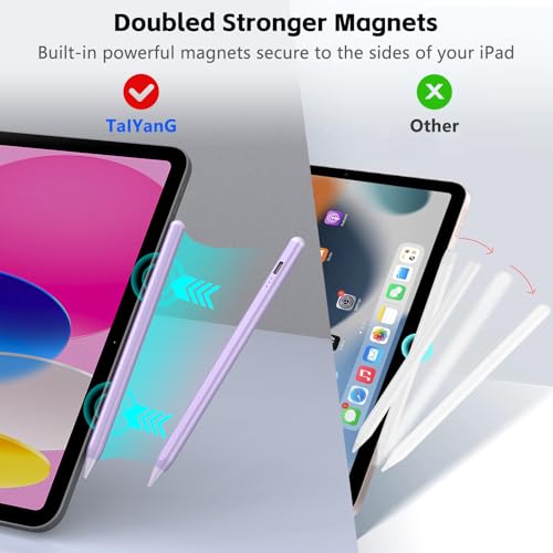 TaIYanG iPad Stylus Pen for iPad 2018-2026, Palm Rejection, Fast Charging | Tilt Sensitivity, for iPad Pencil A16 /10/9/8/7/6, Pro 11/13" (M5/M4),Air M4/M3/M2/5th/4th, Pro 11/12.9", Mini 6/5, Purple - color: Purple