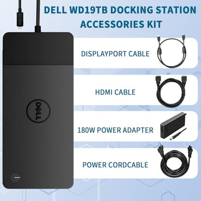 Dell WD19TB Thunderbolt Dock, 180W Dell Docking Station with HDMI/Dual DisplayPort, Dual Monitor Support, Bundle with HDMI/DP Cables (Renewed) - style: WD19TB-180W