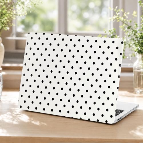 Voidborne Compatible with MacBook Neo 13 inch Case 2026 Release Model A3404 with A18 Pro Chip,Black Polka Dots Design Leather Plastic Hard Shell Protective Case for Neo 13 inch + Keyboard Cover,White - color: White-Polka Dots