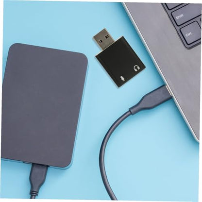 Aluminum USB External Sound Card Adapter with Channel Stereo Audio Headphone and Microphone Jack for Laptop Desktop Portable USB Audio Interface for Plug and Play Music Playback
