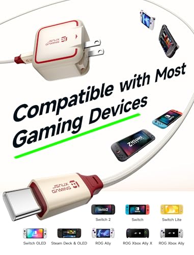 JSAUX 65W USB C Charger for Nintendo Switch 2, Powers in TV Mode, with EU/UK Plug & 6.6FT Cable, GaN PD Fast Charge for ROG Xbox Ally, Steam Deck, ROG Ally, iPhone 17, Galaxy, iPad, MacBook -Off White - color: Off-White