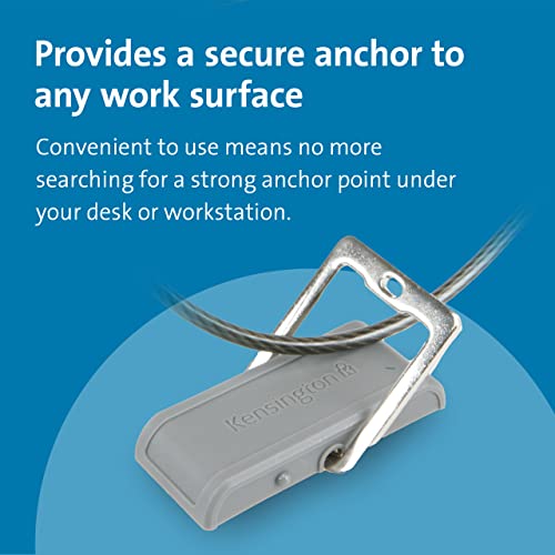 Kensington Universal 3-in-1 Combination Laptop Lock, Computer Security Locking Cable - Resettable Version (K62316WW) & Desk Mount Anchor Accessory for Cable Locks (K64613WW)