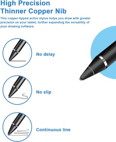 Stylus Pen, Stylus Pen for Touch Screen 1.5mm Fine Point Rechargeable Universal Stylus Pencil Compatible with Android/iOS/iPad/iPhone/Smartphone and Other Tablets （Black） - color: Black