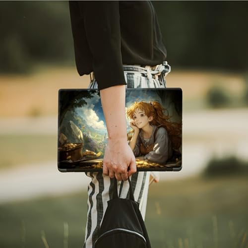 Laptop Skin Sticker Decal, Universal Protective Cover Fit 12 13 14 15.6 Inch Notebook, Reusable Water-Resistant Vinyl Decal w/ 2 Wrist Pads for Business Travel Office, Cloud Girl - color: Cloud Girl