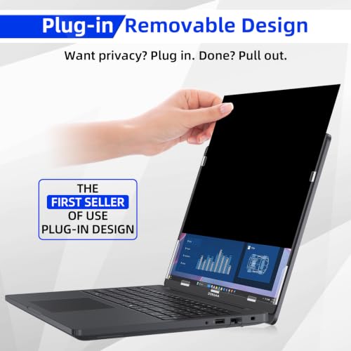 ZOEGAA 4-way 360° Laptop Privacy Screen 14 inch 16:10 Aspect Ratio. | Screen Size is 12 in Wide and 7.5 in High; Removable; Compatible With HP Dell Lenovo Samsung Thinkpad; - size: 14 in 16:10