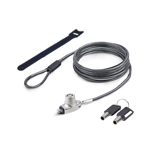 StarTech Slim Lock, 5ft (1.5m) Locking Cable, TAA | Noble Wedge Slot Compatible, Desk Anti-Theft Security For Laptop/Notebook, SNBLK-LAPTOP-LOCK - size: Nobel Wedge, style: Resettable Combination