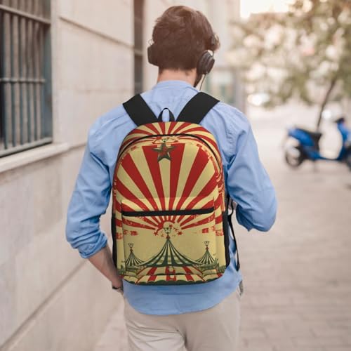 Backpack 17 In Travel Backpack for Men Women Casual Daypack Vintage circus background Laptop Backpack Lightweight Double Shoulder Bag