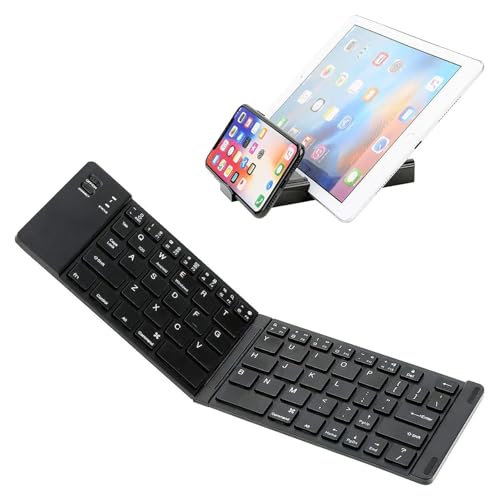 Wireless Bluetooth Keyboard Compatible with Verizon Wireless Ellipsis 8 Built-in Phone Holder/Stand-Ultra Slim Folding Rechargeable Full Size Keyboard!