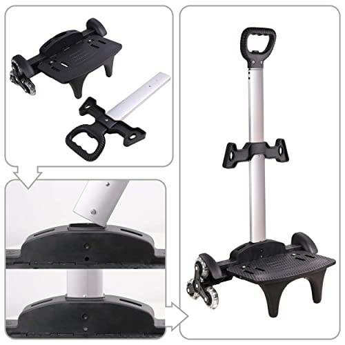 Backpack Trolley, Wheeled Trolley Aluminium Alloy Foldable Hand Cart 6 Wheels Rolling Luggage Carts for Kids Teens Adult School Travel (6 Wheels) - color: 6 Wheels