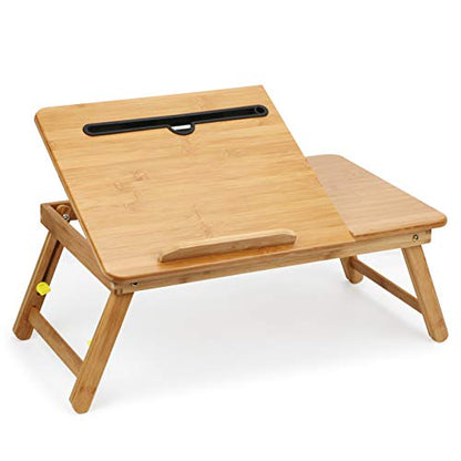 Lap Desk Bamboo Bed Tray Table Fits up to 17.7 Inch Foldable Laptop Desk for Breakfast Homework Study Reading Eating Food Tray Table
