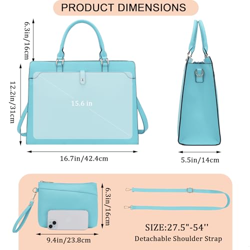 YZAOLL 15.6 Inch Laptop Bag for Women Work Tote Briefcase for Teacher Purse - color: C-jblue