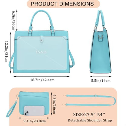 YZAOLL 15.6 Inch Laptop Bag for Women Work Tote Briefcase for Teacher Purse - color: C-jblue