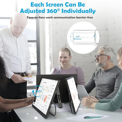 14.1-inch 1200P Portable Triple Laptop Monitor Extender (with USB Docking Station) 1920x1200 FHD IPS Foldable Plug and Play Travel Home Office External Screen Compatible with HDMI,USB-A & USB-C - style: 2*14.1" 1200P