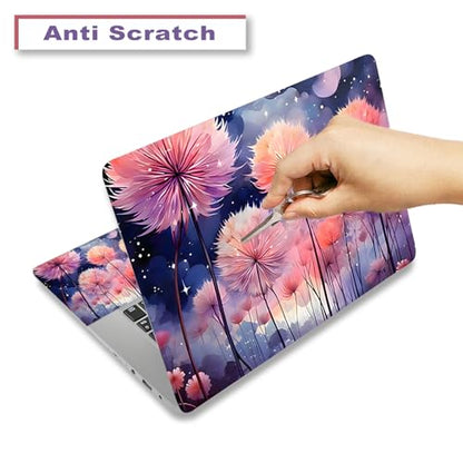 Laptop Decal Sticker Skin Cover, 12" 13.1" 13.3" 14" 15" 15.4" 15.6" Laptop Netbook Vinyl Art Skin Sticker Cover Notebook PC Protector (2 Wrist Pad Included), Removable Reusable, Dreamy Dandelions - color: Dreamy Dandelions