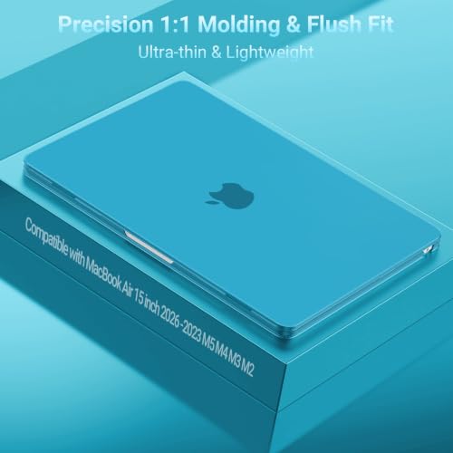 MOSISO Compatible with MacBook Air 15 inch Case M5 2026 M4 M3 M2 2025-2023 | A3448 A3241 A3114 A2941, Scratch-Resistant Protective Hard Shell Case&Keyboard Cover&ScreenFilm&Pouch, Aqua Blue - color: Aqua Blue