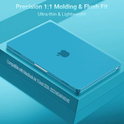 MOSISO Compatible with MacBook Air 15 inch Case M5 2026 M4 M3 M2 2025-2023 | A3448 A3241 A3114 A2941, Scratch-Resistant Protective Hard Shell Case&Keyboard Cover&ScreenFilm&Pouch, Aqua Blue - color: Aqua Blue