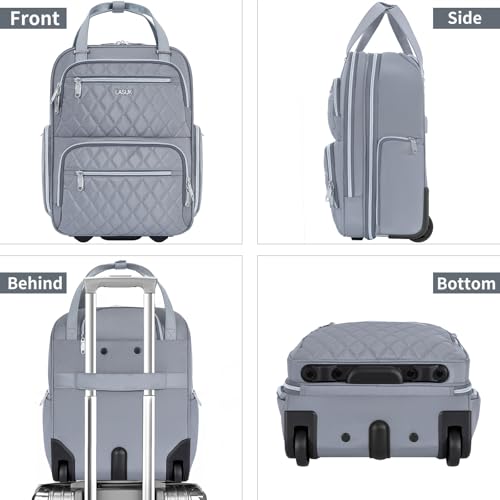 Underseat Carry On Luggage with Wheels, 17 inch Lightweight Overnight Soft Sided Personal Luggage Bag Carry-On Suitcase for Short Trip Travel Business, Grey - color: Grey
