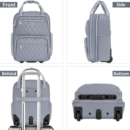 Underseat Carry On Luggage with Wheels, 17 inch Lightweight Overnight Soft Sided Personal Luggage Bag Carry-On Suitcase for Short Trip Travel Business, Grey - color: Grey