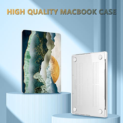CISSOOK Compatible with MacBook Pro 14 inch Case M5 M4 M3 M2 M1 2026-2021 | A3434 A3427 A3426 A3112 A3185 A3401 A2918 A2992 A2779 A2442, 5in1 Set Anti-Scratch Hard Shell Case Keyboard Cover, Mountain - color: 14inch-Green golden mountains by sunset