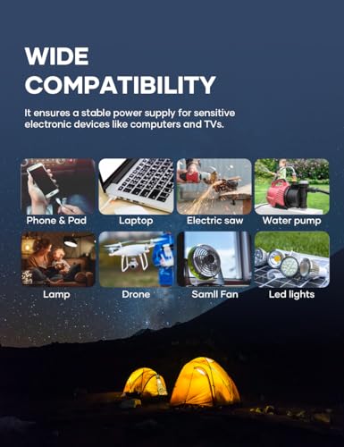 POTEK 3000W Power Inverter 4 AC Outlets DC 12V to 110V AC Car Inverter with 2 USB Port Black - size: 3000W-MSW